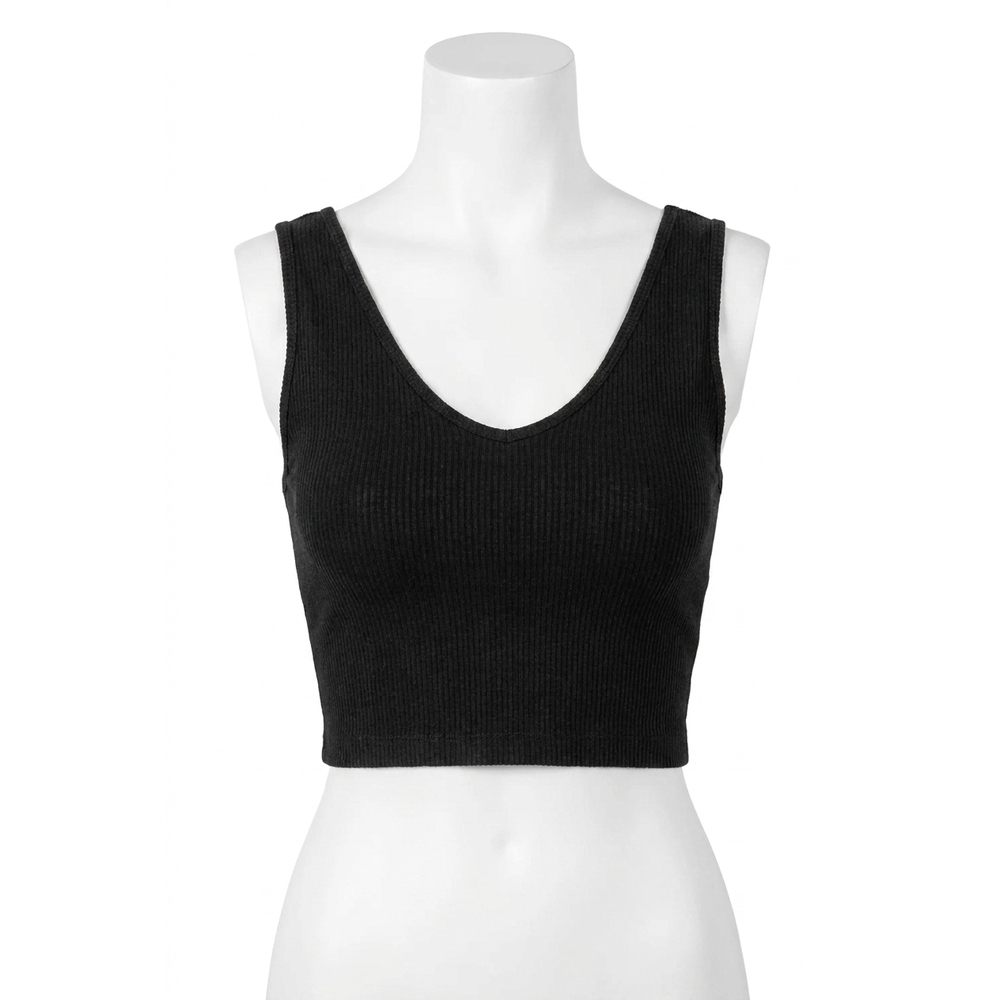 NEW WHITE BIRCH tell me more crop tank top in black